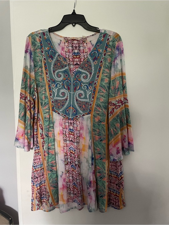 Soft Surroundings Tops - Soft Surroundings Large embroidered Boho tunic top floral 3/4 sleeves